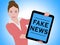 Woman Holding Fake News Tablet 3d Illustration