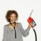 Woman holding gas nozzle