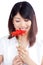 Woman Holding Gerbera Flower