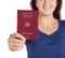 Woman holding a german passport