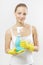 Woman holding glass cleaner