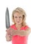 Woman holding kitchen knife