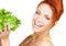 Woman holding lettuce