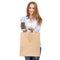 Woman holding a paper bag smartphone mobile phone shopping beauty