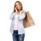 Woman holding a paper bag smartphone mobile phone shopping beauty