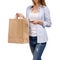 Woman holding a paper bag smartphone mobile phone shopping beauty