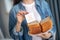 Woman holding a plate with glutein free bread