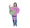 Woman Holding and Pointing Question Mark