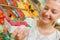 Woman holding punnet raspberries