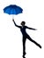 Woman holding umbrella wind blowing silhouette