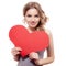 Woman holding Valentines Day heart sign