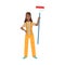 Woman Home Painter With Painting Roll, Part Of Happy People And Their Professions Collection Of Vector Characters