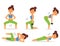 Woman home workout vector exercising at home fitness character training coaching healthy living and diet concept