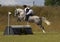 Woman & Horse jumping over jump