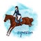 Woman Horseback Riding. Equestrian Sport.