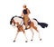 Woman horseriding. Female rider riding horseback. Equine walk, stroll. Girl equestrian on stallion, steed, sitting in
