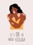 Woman hugging herself with skin problems Vitiligo. Body positive self love, depigmentation disease. World vitiligo day. support