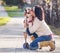 Woman hugs her favorite pet