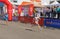 Woman hurry to finish line during Interipe Dnipro Half Marathon race on the city street