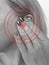 Woman hurts ear hand medicine sickness health concept