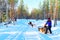 Woman at Husky Dogs Sled in Rovaniemi