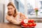 Woman with hypersensitivity to allergens not eating tomatoes