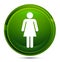 Woman icon glassy green round button illustration