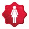 Woman icon misty rose red starburst sticker button