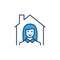 Woman inside House colored icon - vector Realtor sign