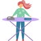 Woman ironing clothes icon vector on white