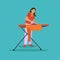 Woman ironing vector illustration. Housewife concept design element in flat style