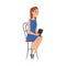 Woman Journalist Sitting on Chair Interviewing Somebody, Television Industry Concept Cartoon Style Vector Illustration