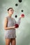 Woman juggle clew