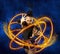 Woman juggler carries out show with hoops