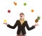 Woman juggling fruit