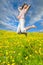 Woman jumping in field