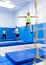 Woman jumping in trampoline center