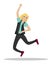 The woman jumps joyful. The girl win. Success. Isolated vector illustration