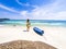 woman with a kayak on an  beach in Andaman sea, Koh Lipe - solo travel