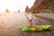 Woman kayak sea. Happy tourist enjoy taking picture outdoors for memories. Woman traveler posing in kayak canoe at sea