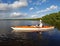 Woman kayaking on Coot Bay in Eveglades National Park.