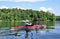 Woman Kayaking on Lake