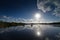 Woman kayaking on Nine Mile Pond in Everglades National Park, Florida.