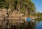 Woman Kayaking on Northern Lake