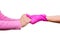 Woman keep carry closeup retiree gloves doctor hospice pink nurse hands old person white background medical