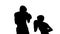 Woman is kicking the guy they are sparring for kickboxing . Silhouette. White background