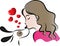 Woman kiss dog