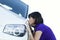 Woman kissing her new car