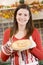 Woman in kitchen making Halloween treats