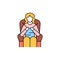 Woman knits color line icon. Pictogram for web page, mobile app